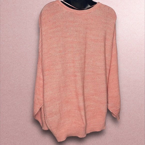 Terra & Sky Women’s Plus Size 1X, 16W-18W Scoop Neck Sweater Coral Cozy NEW - Picture 4 of 6